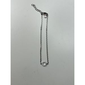 Sterling Silver Circle with Clear Stones Bracelet made in USA